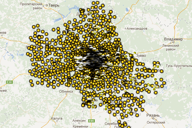 Карта вышек теле2 в московской области