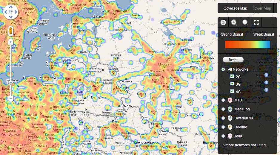Карта вышек мегафон в московской области на карте