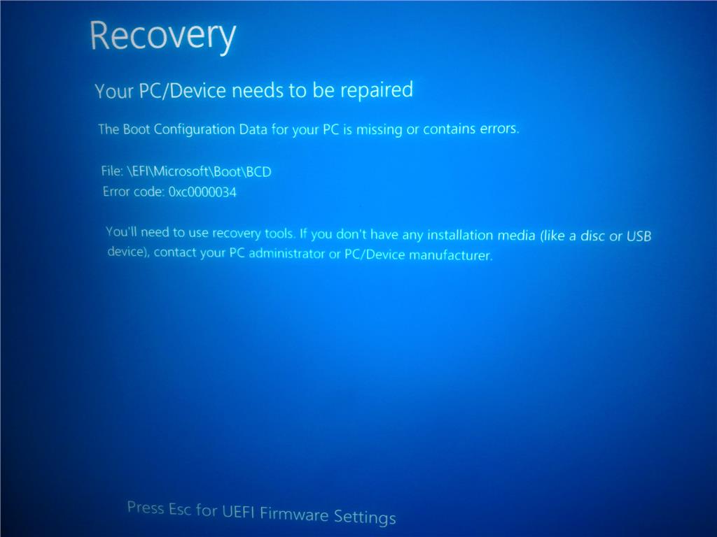 Исправить windows 8 / 10, ошибка 0xc0000034.