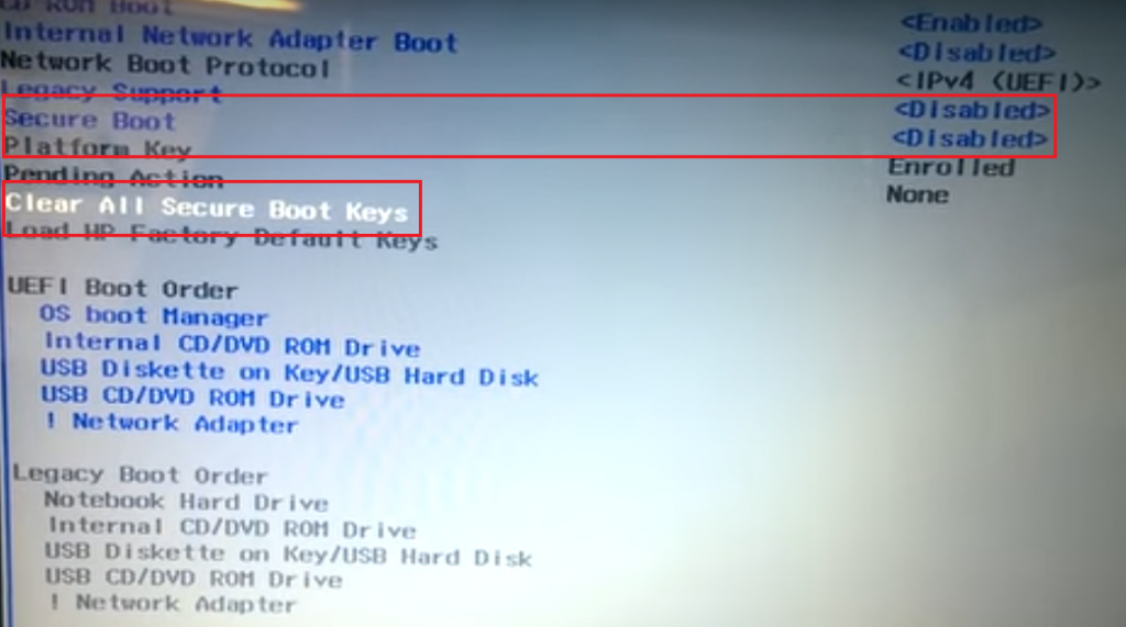 Enrolling platform key secure boot. Clear all secure Boot Keys. Clear all secure Boot Keys в биосе что это. Ноутбук HP выбрать загрузочное устройство. HP Boot Key.