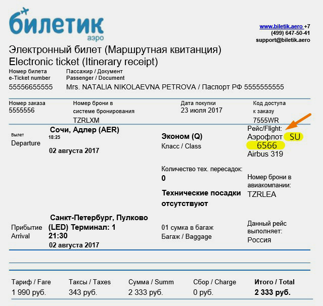 Как проверить электронный билет на самолет