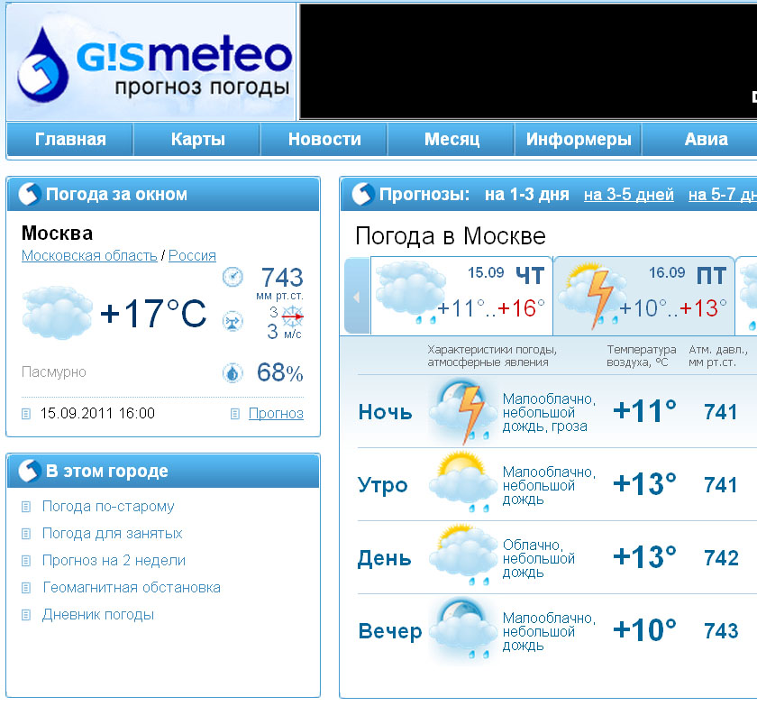 Прогноз погоды старый