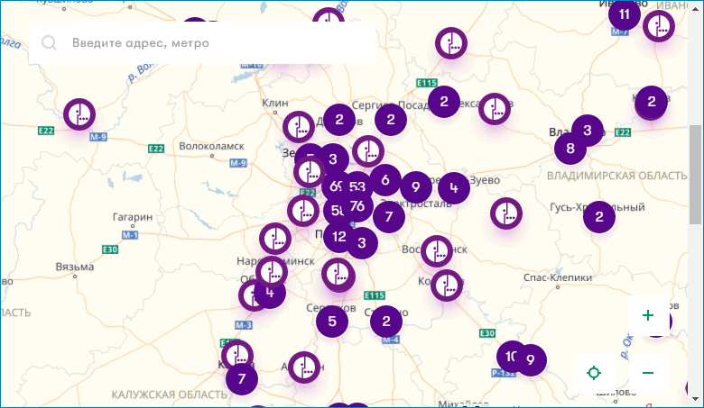 Карта базовых станций сотовой