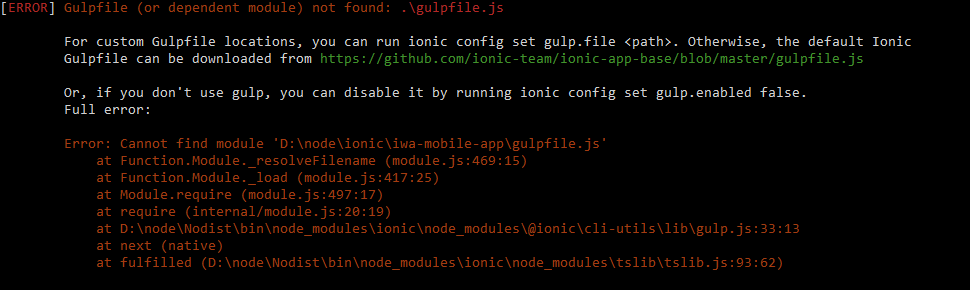 Ошибка another. Err_file_not_found. Code: 'Module_not_found',. Gulp-load-Plugins not find.
