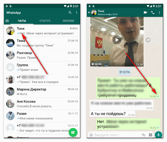Как узнать прочитано ли сообщение в whatsapp