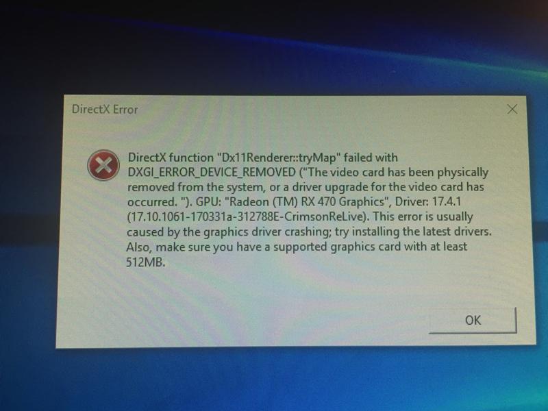 Как исправить ошибку «directx error dxgi_error_device_removed» в windows 10