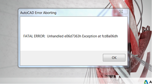 Unhandled access violation reading. Ошибка Автокад. Фатальная ошибка Автокад. Автокад выдает фатальную ошибку. Автокад Error-abort.