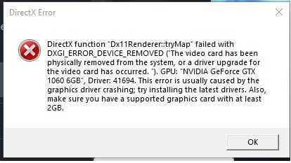 Dxgi error device removed error in windows 10 / 11 fix