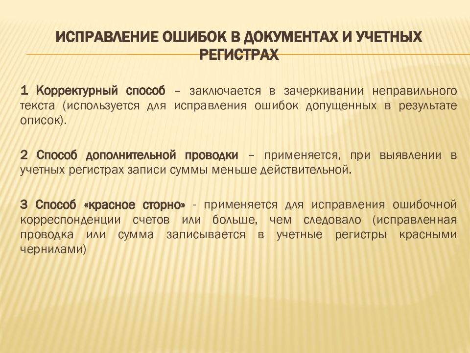 Исправление ошибок в бухгалтерском учете и отчетности презентация